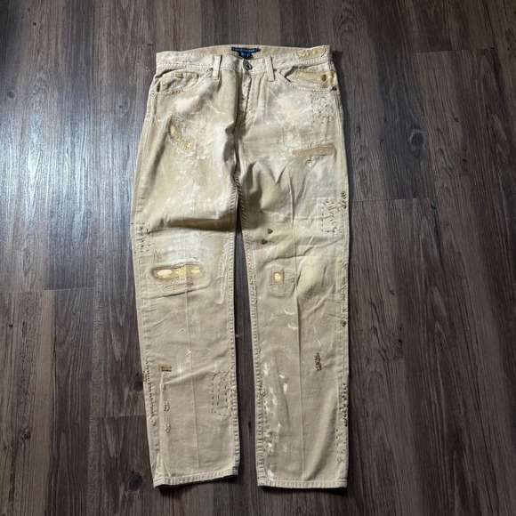 RRL Ralph Lauren Repaired Field Chino Pants 28x28 Factory Distressed, Rare - Picture 1 of 9